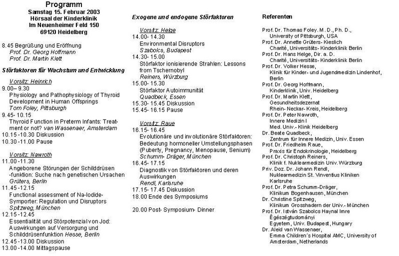 Programm der Veranstaltung