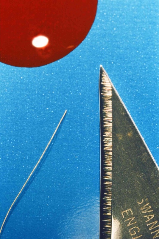 Mikrobezugselektrode, bestehend aus einem 50 µm dicken Silberdraht und beschichtet mit Silberchlorid und Festelektrolyt. Die zylindrische Spitze der Elektrode ist 0,5 mm lang.