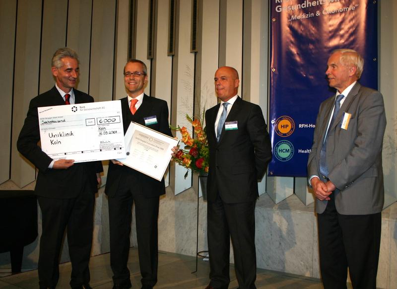 v.l.n.r Prof. Dr. Riedel, RFH, Prof. Dr. Gereon R. Fink, Uniklinik Köln, Bernd von Polheim, President GE Health Germany und Prof. Johannes Schinke, Präsident RFH