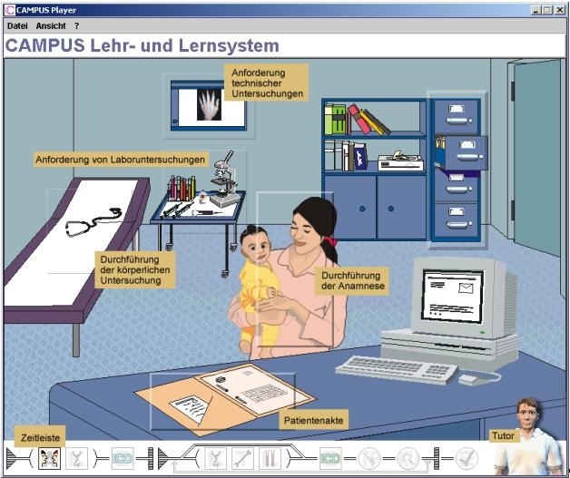 Das E-Learning System "CAMPUS-Pädiatrie": Am Bildschirm arbeiten wie ein Kinderarzt. / Abb.: Universitäts-Kinderklinik Heidelberg.