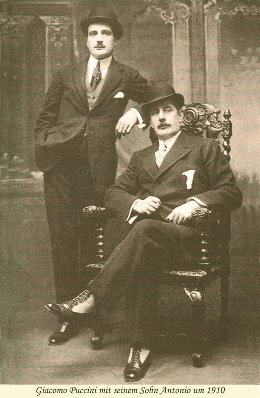 Giacomo Puccini mit seinem Sohn Antonio um 1910