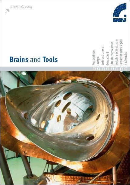 Titelblatt des neuen Jahresheftes der Helmholtz-Gemeinschaft: Brains and Tools