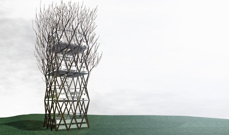 Und so soll der Turm nach den Vorstellungen der Baubotaniker in einigen Jahren aussehen.
